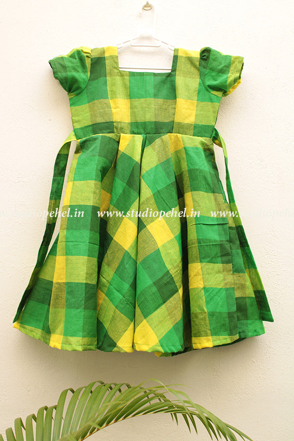 Girls Green Cotton Frock