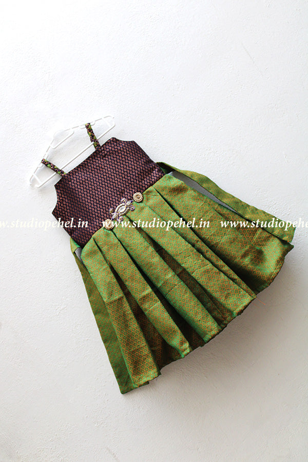 Girls Green brocade Gown