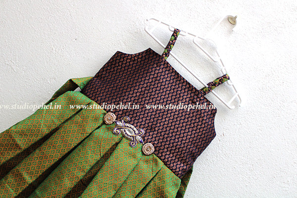 Girls Green brocade Gown