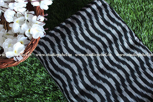 Ikkat Fabric - black wave