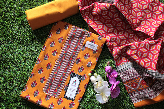 Casual Yellow Cotton Salwar Suit Set