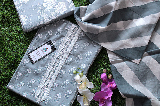 Grey Casual Cotton Salwar Set