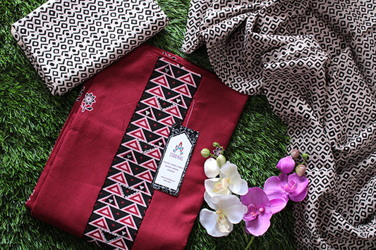 Daily wear Casual Red Salwarsuit Set