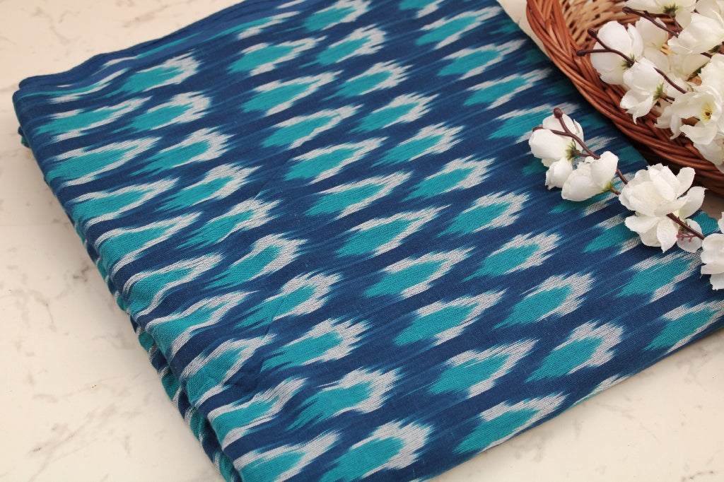 Ikkat Cotton Fabric - Blue & Blue
