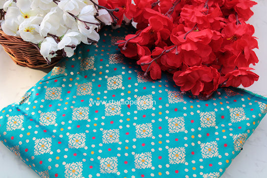 Teal Red Brocade