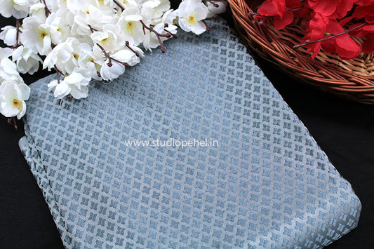 Brocade Fabric - Silver grey