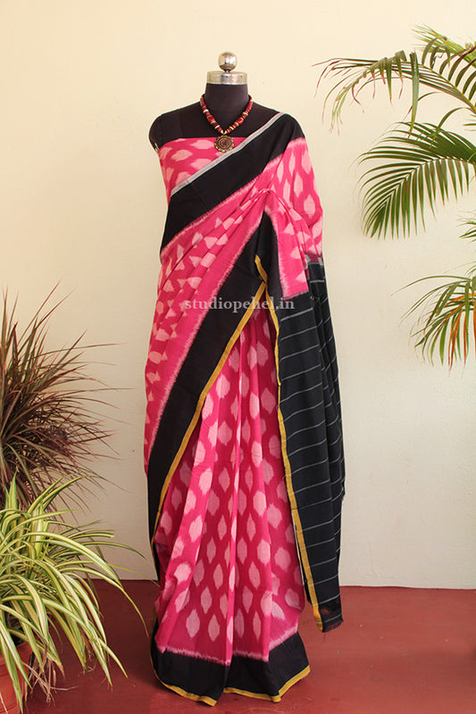 Plush pink ikkat saree