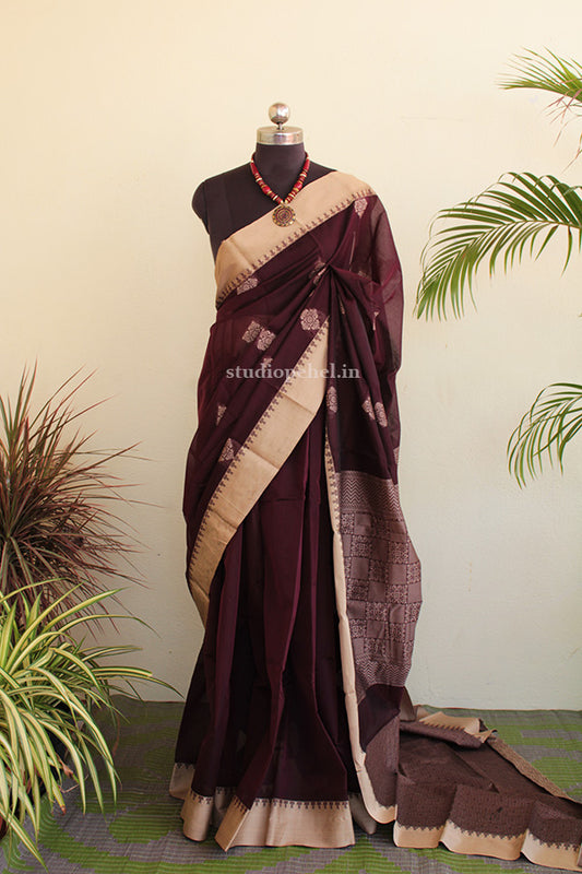Cotton Saree - Maroon