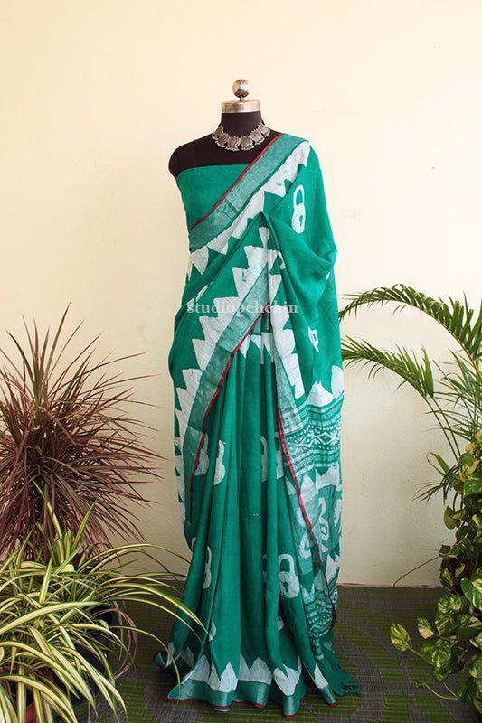Linen Sarees - Rich Teal
