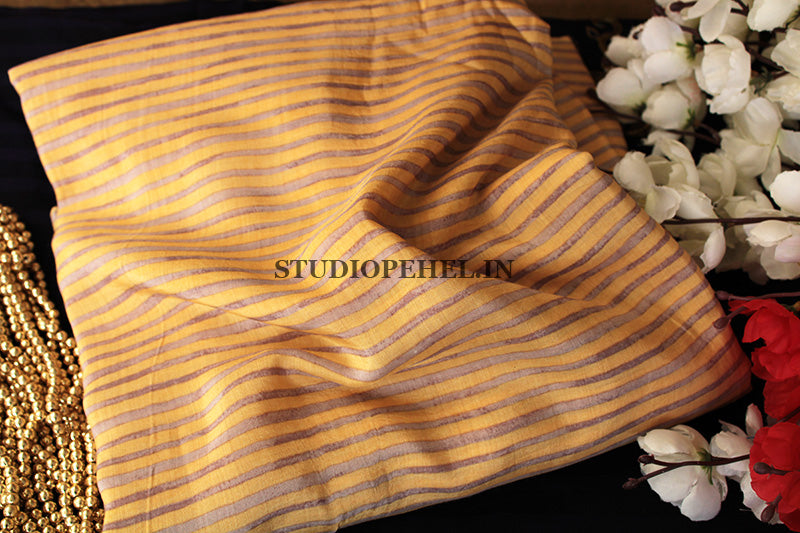 Muslin silk fabric - Yellow stripes