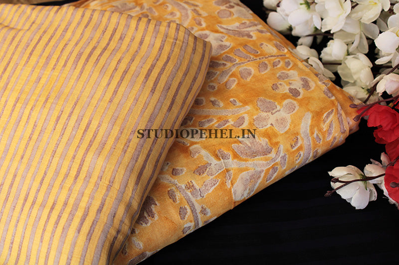 Muslin silk fabric - Yellow stripes
