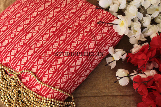 Muslin silk fabric - Red stripes