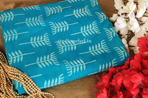 Blue tribal arrow cotton fabric