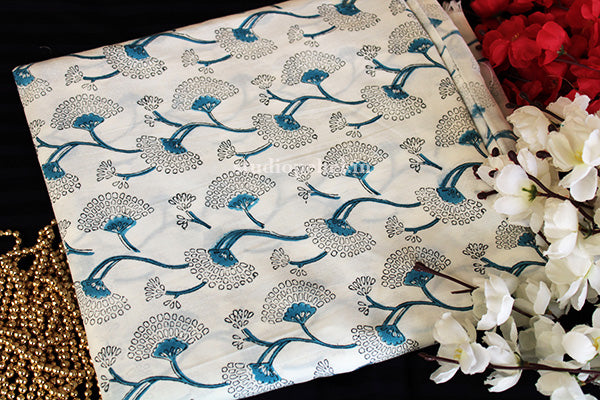 Dandelion blue cotton fabric