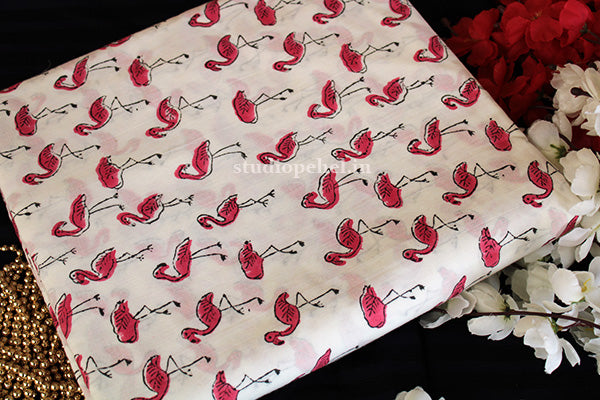 Baby stork cotton fabric