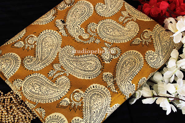Yellow paisley cotton fabric