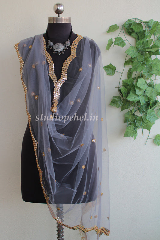 Exclusive Embroidered Dupattas-  Grey
