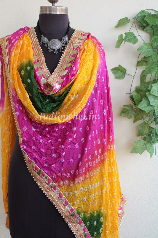 Bhandhej Silk Dupattas - Mango