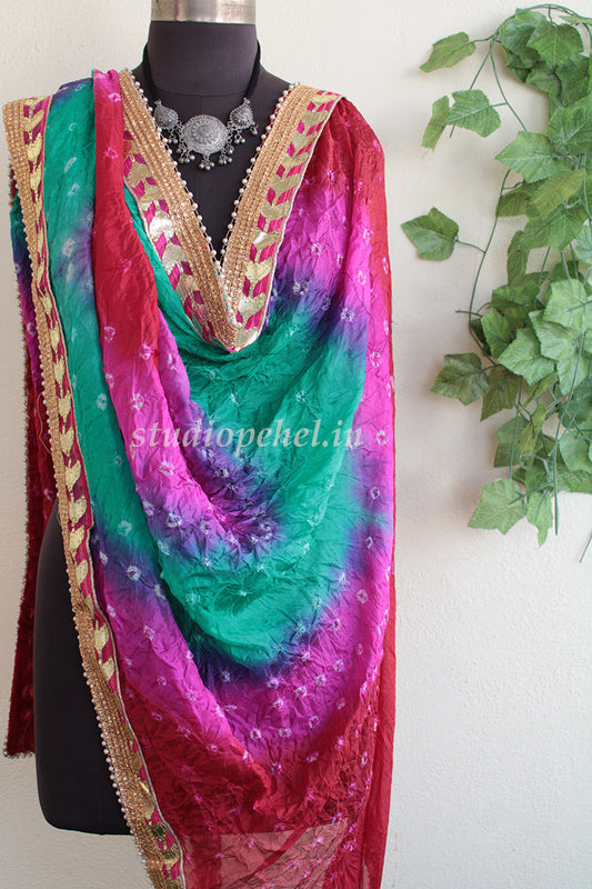 Bhandhej Silk Dupattas - Berry
