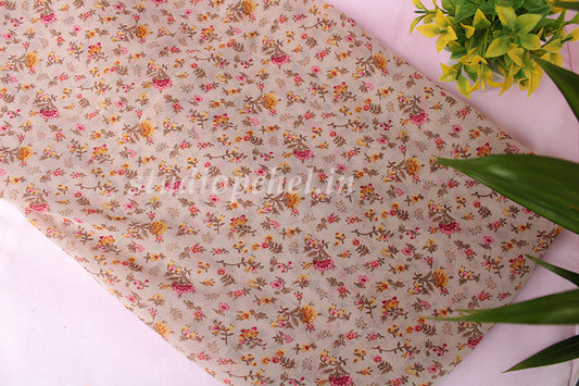 Floral Running Fabric - Beige