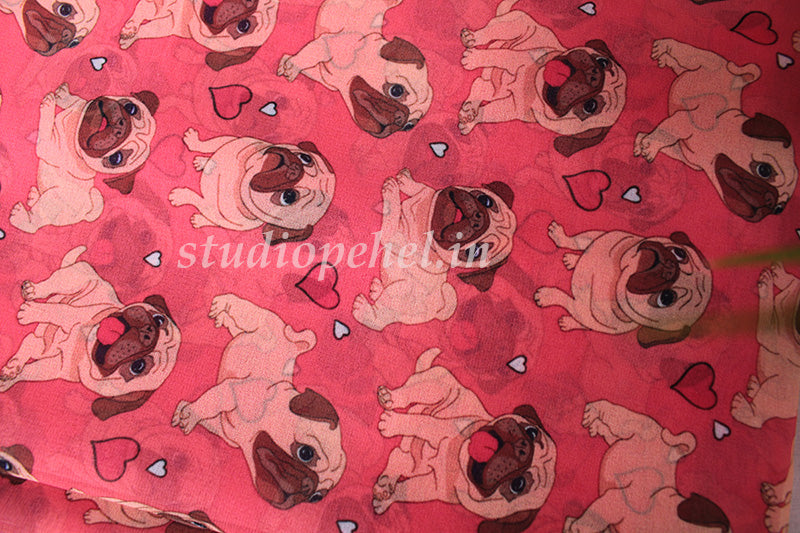Floral Running Fabric - Pug Peach
