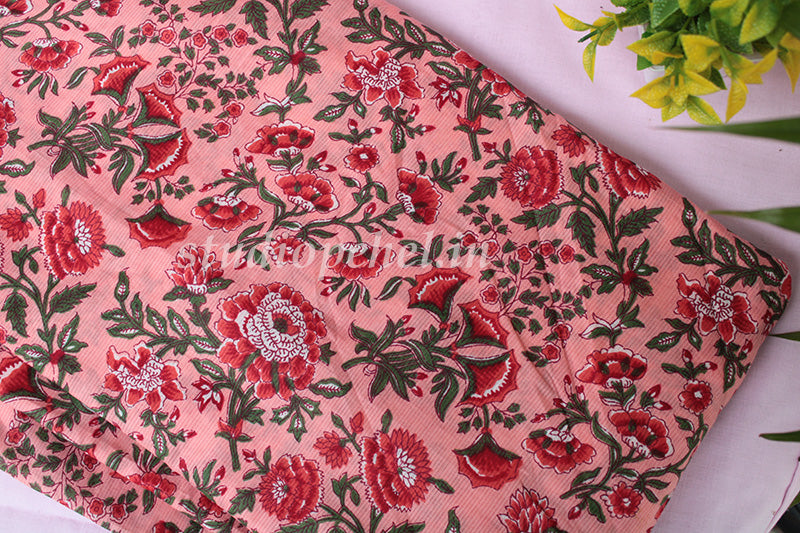 Cotton Running Fabric -Peach Floral