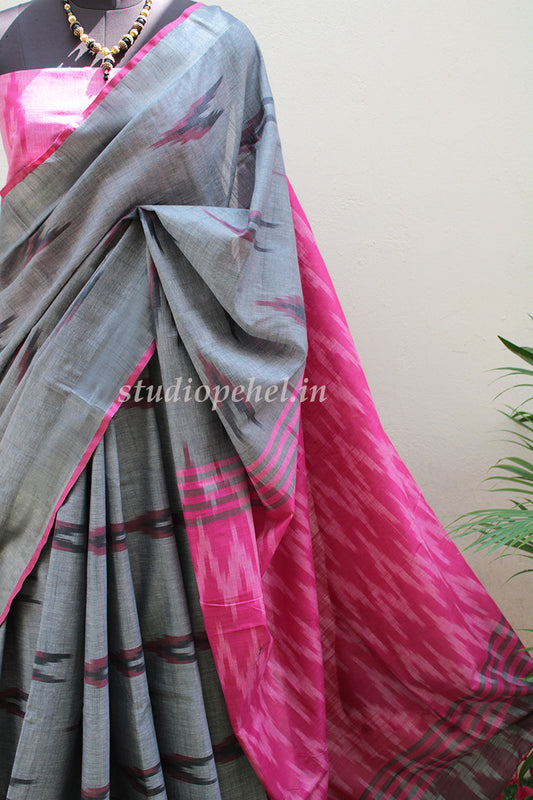 Bhagalpuri Sarees - Grey Ikkat