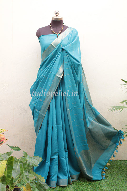 Bhagalpuri Sarees - Teal Temple