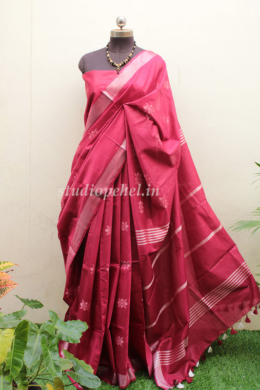 Bhagalpuri Sarees - Deep Red Akriti