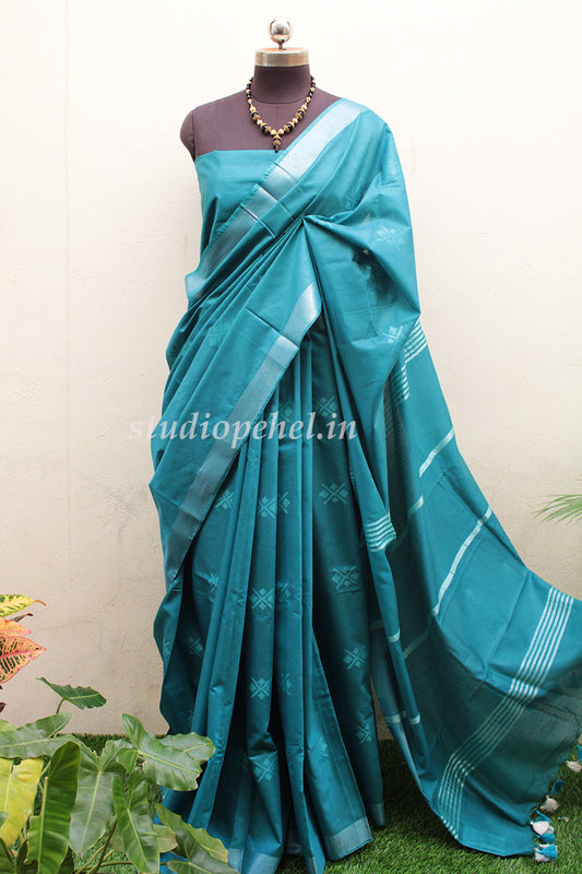 Bhagalpuri Sarees - Teal Akriti