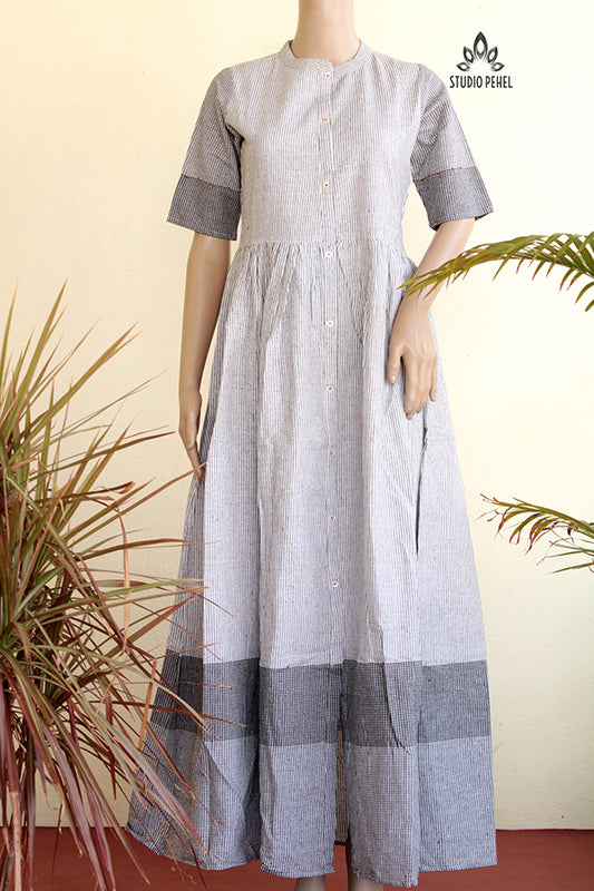 White Striped Cotton Dress