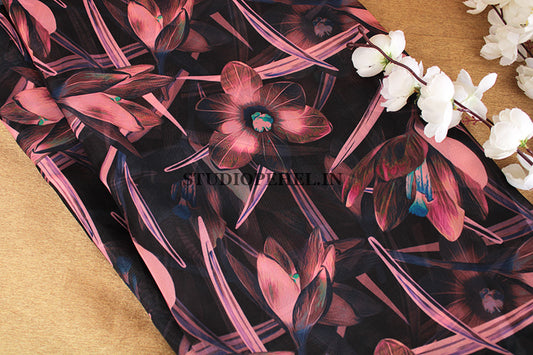 Pluto black floral fabric