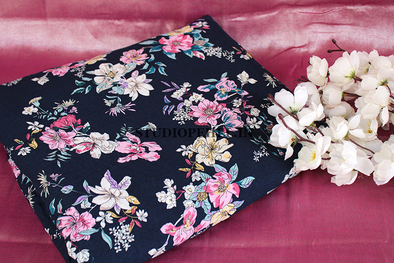 Deep blue sakura fabric