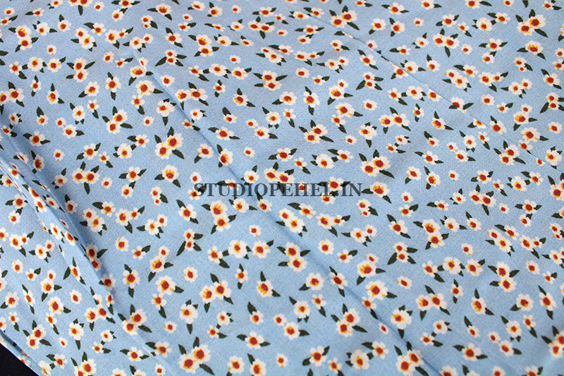 Baby blue mini floral fabric