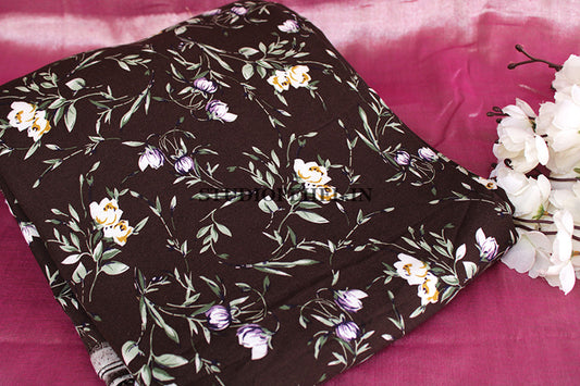 Coffee brown floral fabric