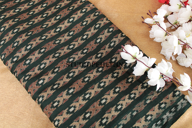Dark green tribal stripes fabric