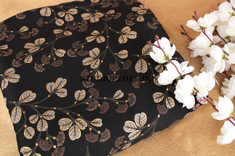 Black & gold foil print fabric