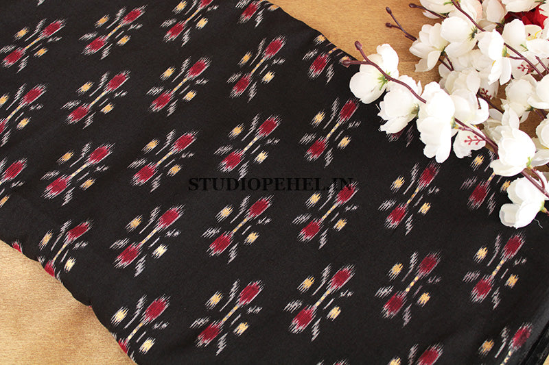 Black tribal foil print fabric