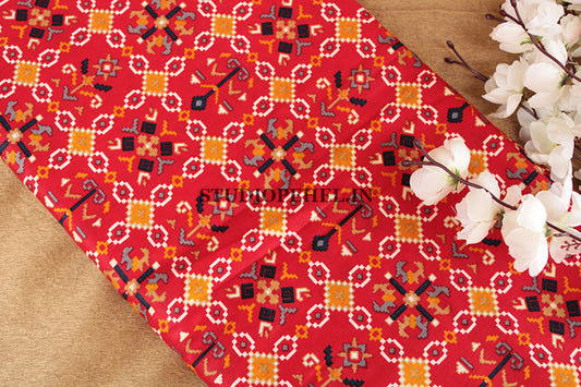 Red tribal foil print fabric