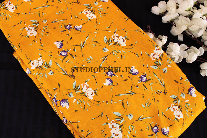 Fresh yellow sakura fabric