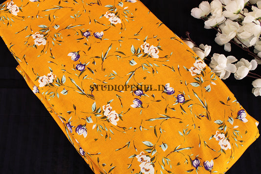 Fresh yellow sakura fabric