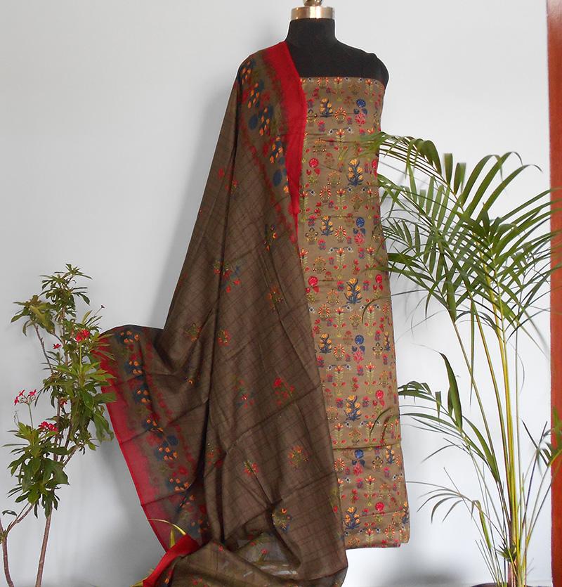 Ruhi rayon grey beige salwar set - STUDIO PEHEL