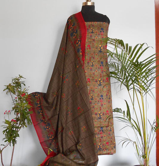 Ruhi rayon grey beige salwar set - STUDIO PEHEL