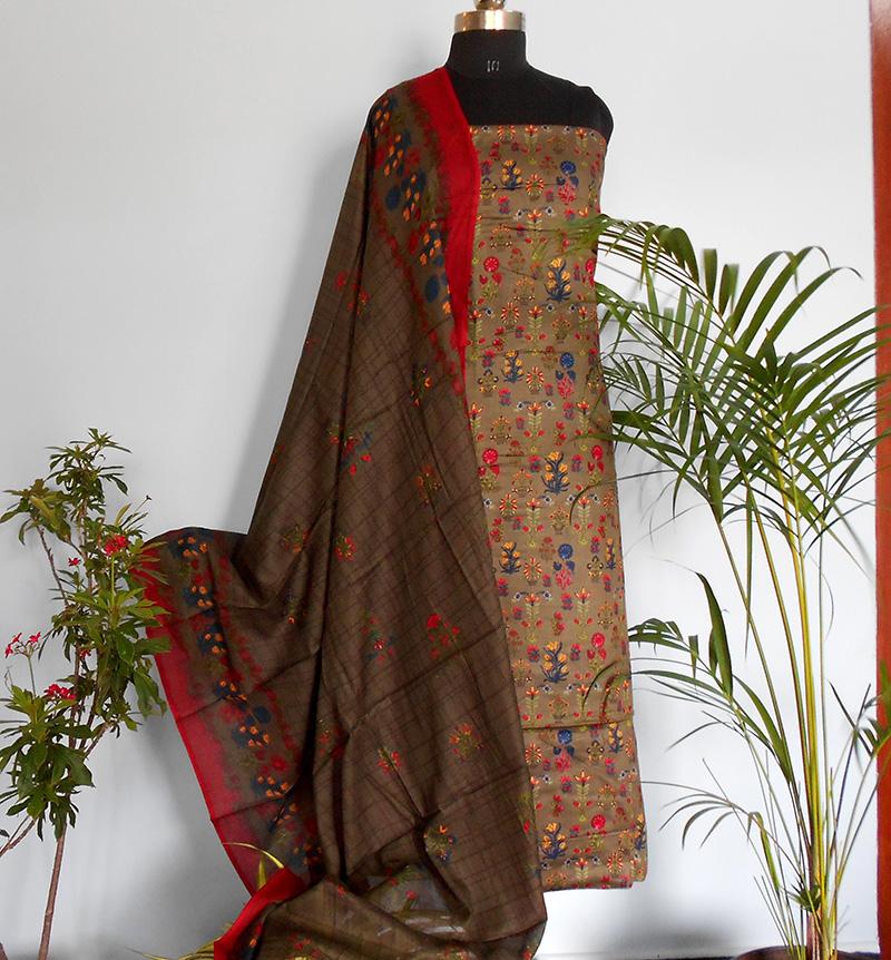 Ruhi rayon grey beige salwar set - STUDIO PEHEL