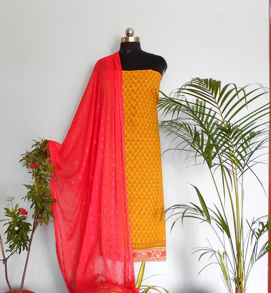 Ruhi mustard yellow cotton salwar set - STUDIO PEHEL