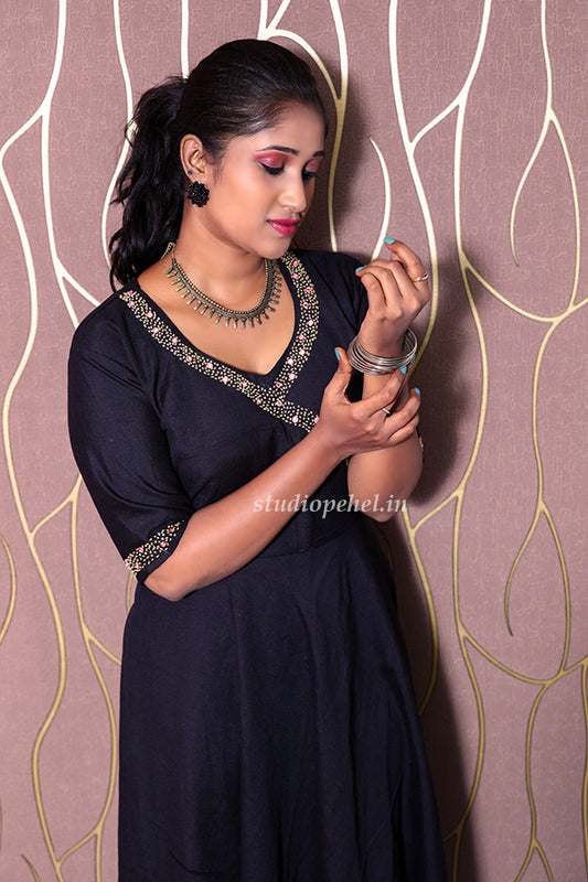 Black embroidered Dress