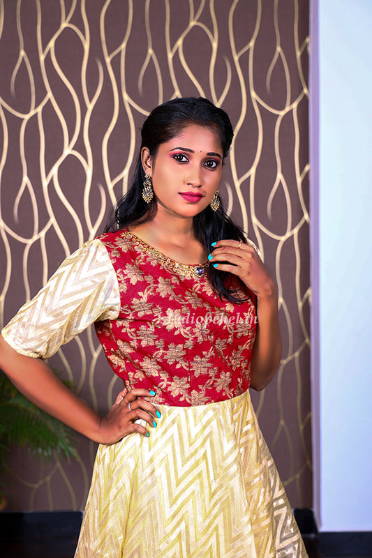 Red & Gold Organza Dress