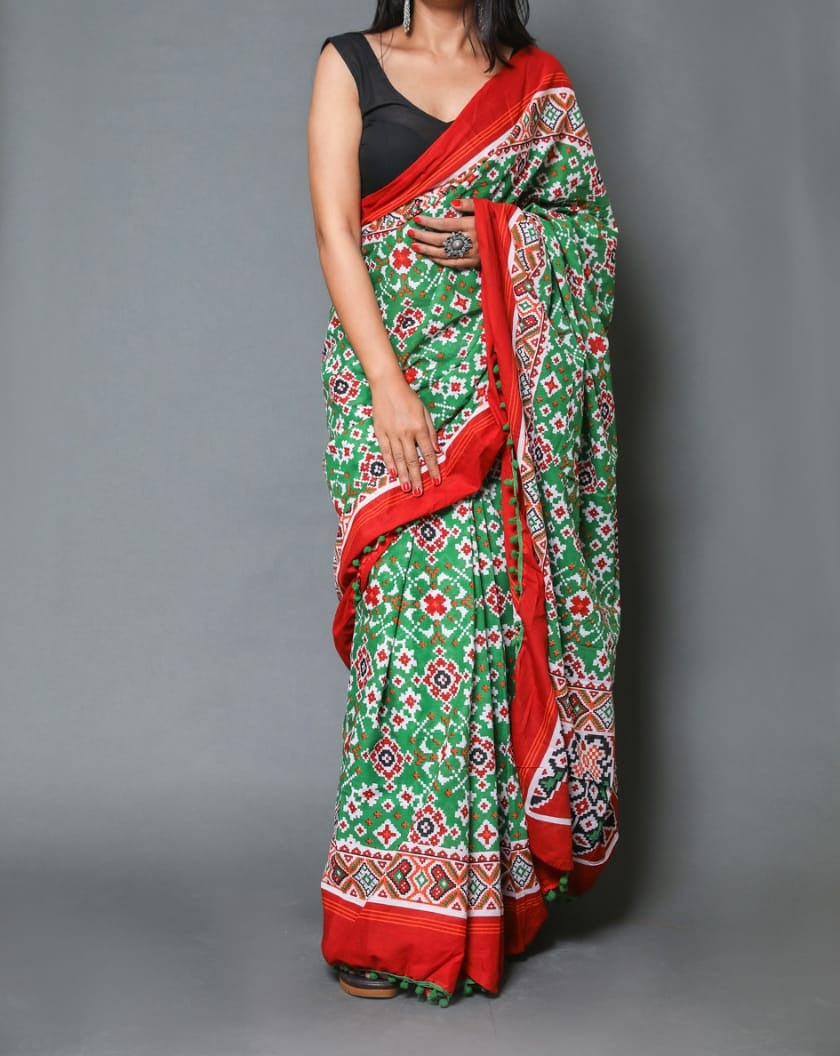 Naira soft cotton sarees - green paithani