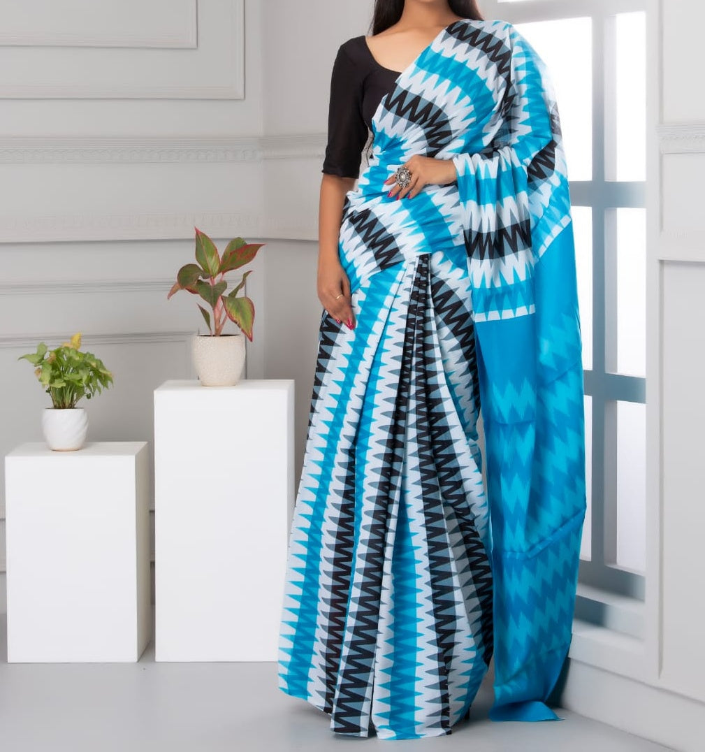Mira soft cotton sarees- ikkat triad