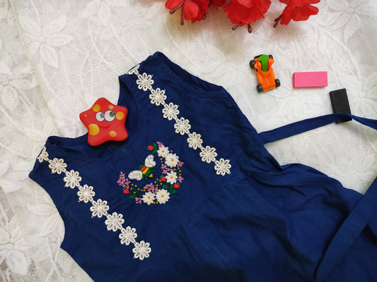 Girls Blue Floral Casual Dress